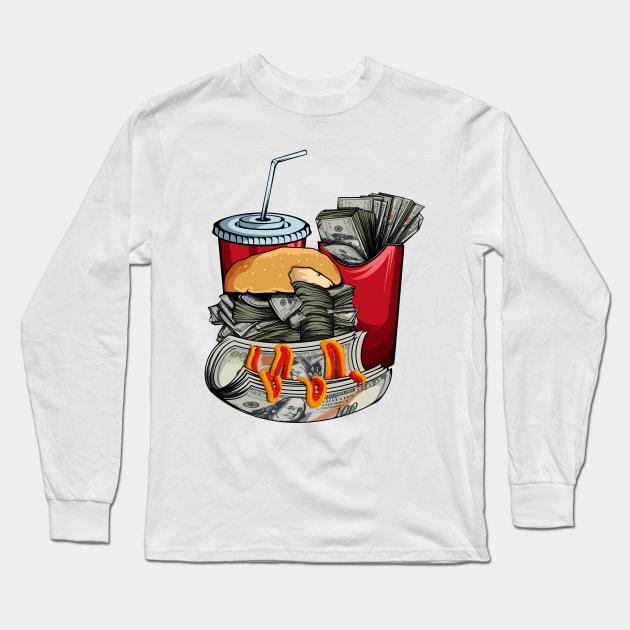 HAPPY MEAL MONEY Long Sleeve T-Shirt by AWANG ART STUDIO